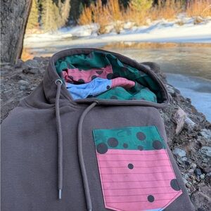 Unemployed Anglers Rainbow Trout Beer Pocket Hoodie - Handmade - Limited Run